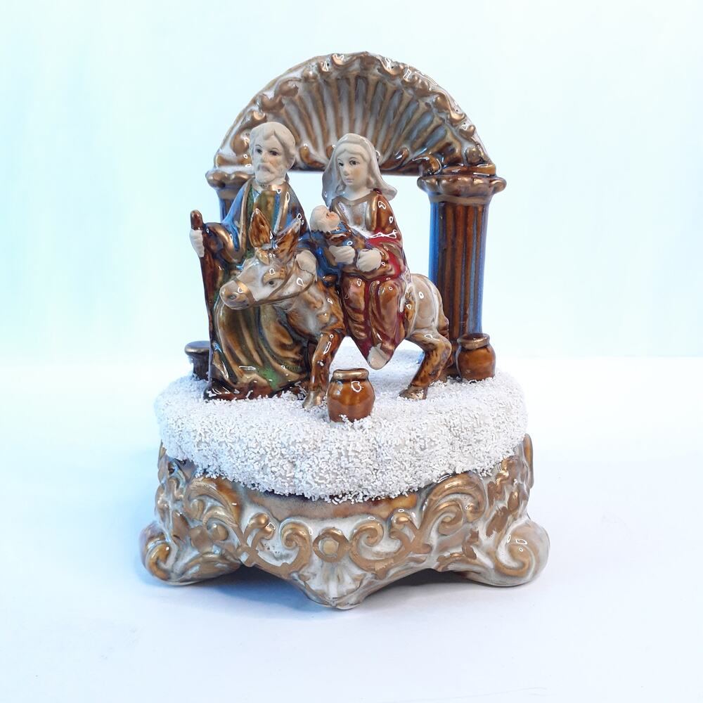 Journey to Egypt Baby Jesus Mary Joseph Holiday Musical Figurine Decor